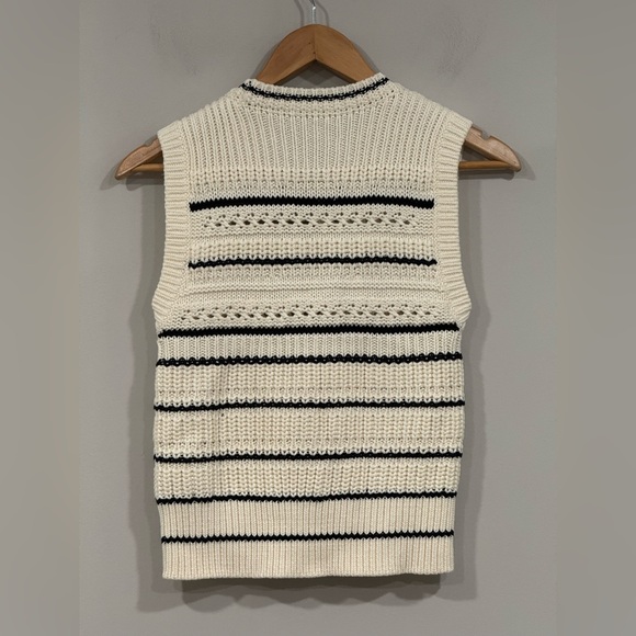 Madewell Tipped Stitch Femme Ellis Cream/Black Striped Knit Vest L NWT - Picture 6 of 7